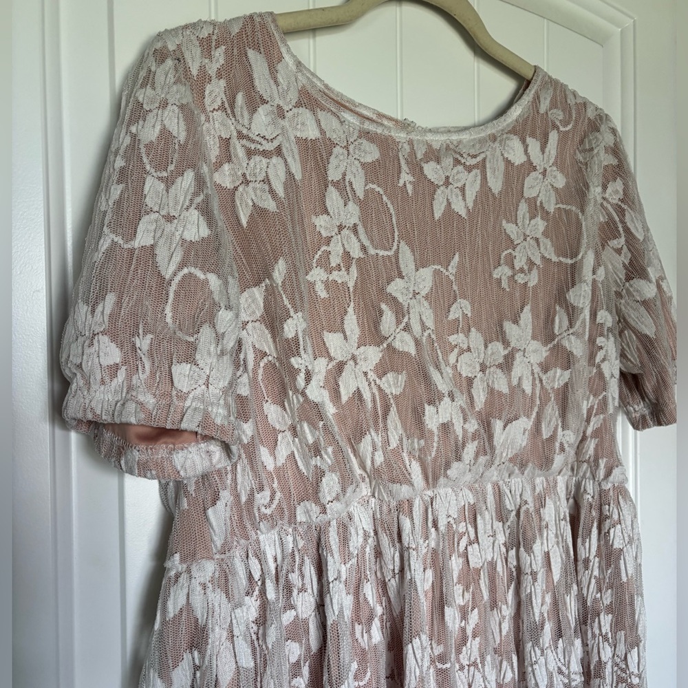 Sweet Salt Pink and White Midi Dress